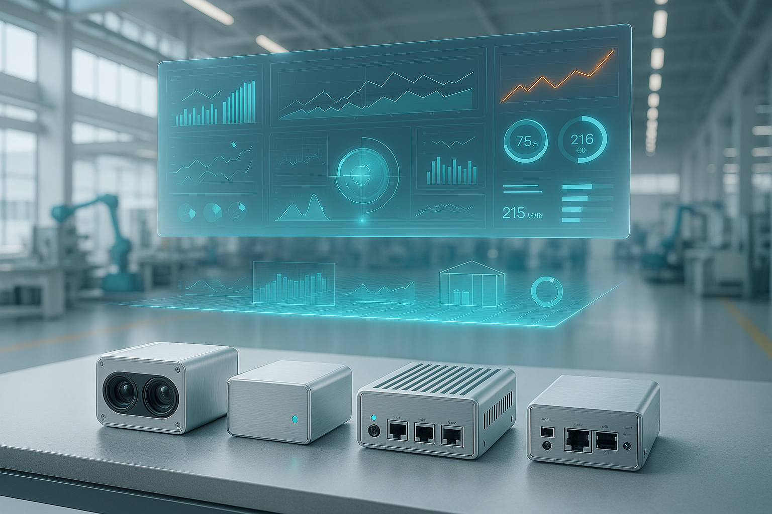 Futuristic aluminum devices with holographic analytics