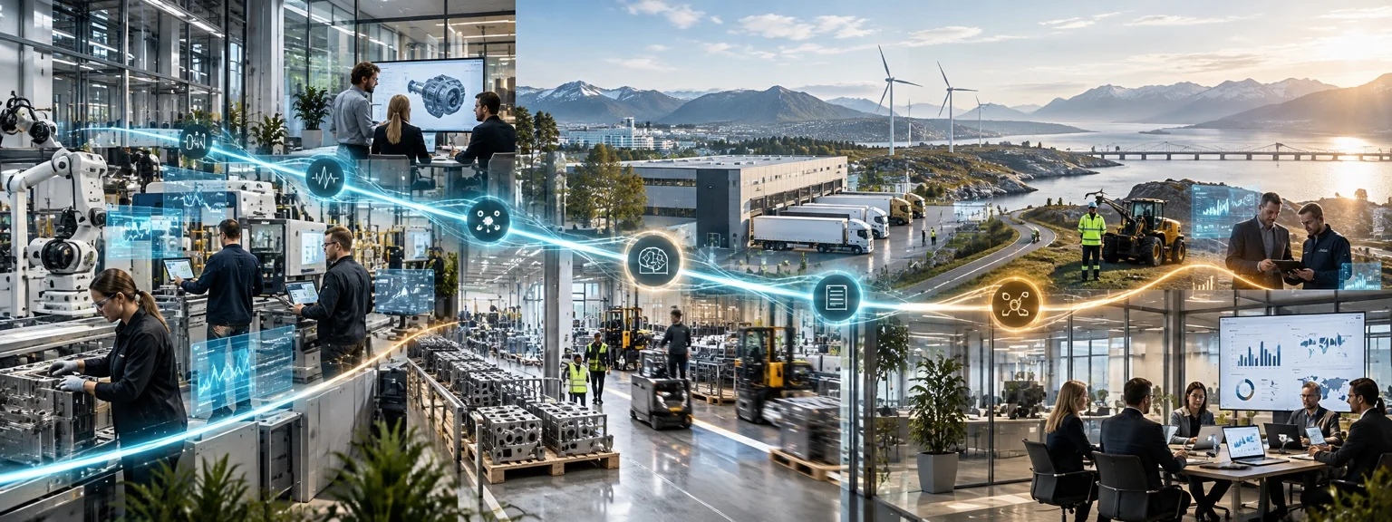 Connected industrial enterprise spanning factory, engineering, logistics and business