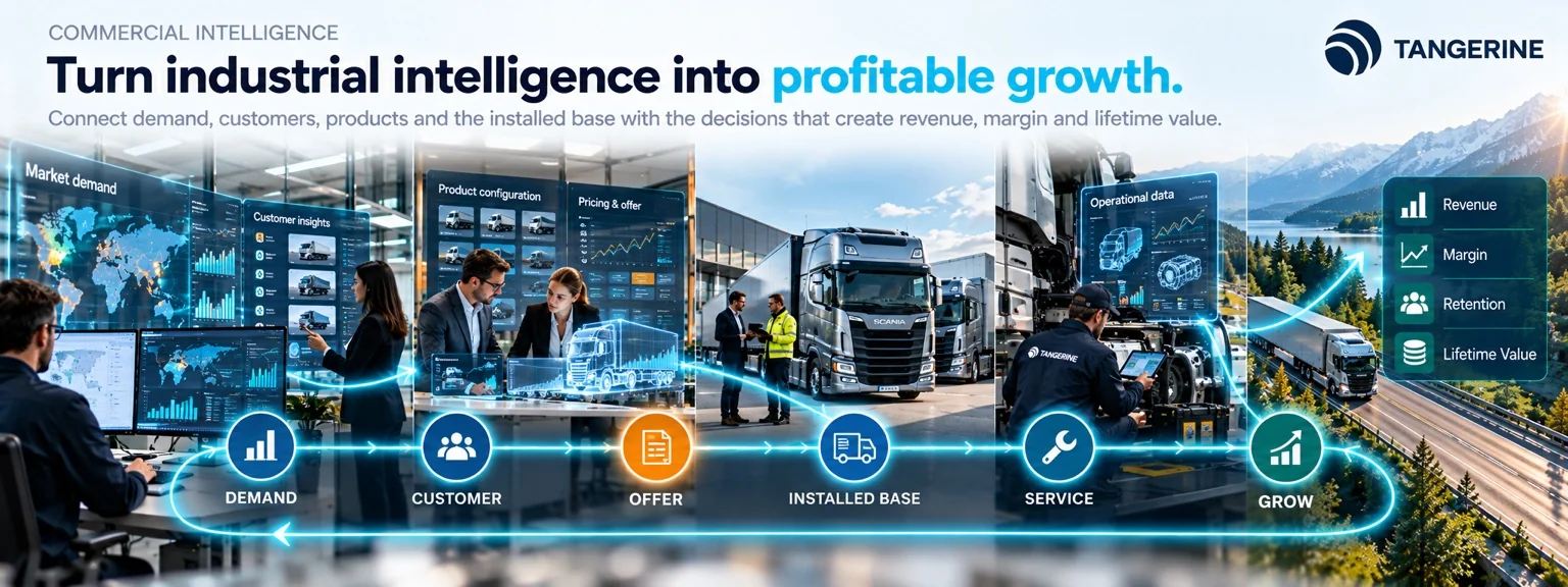 Commercial intelligence from demand through customer, offer, installed base, service and growth