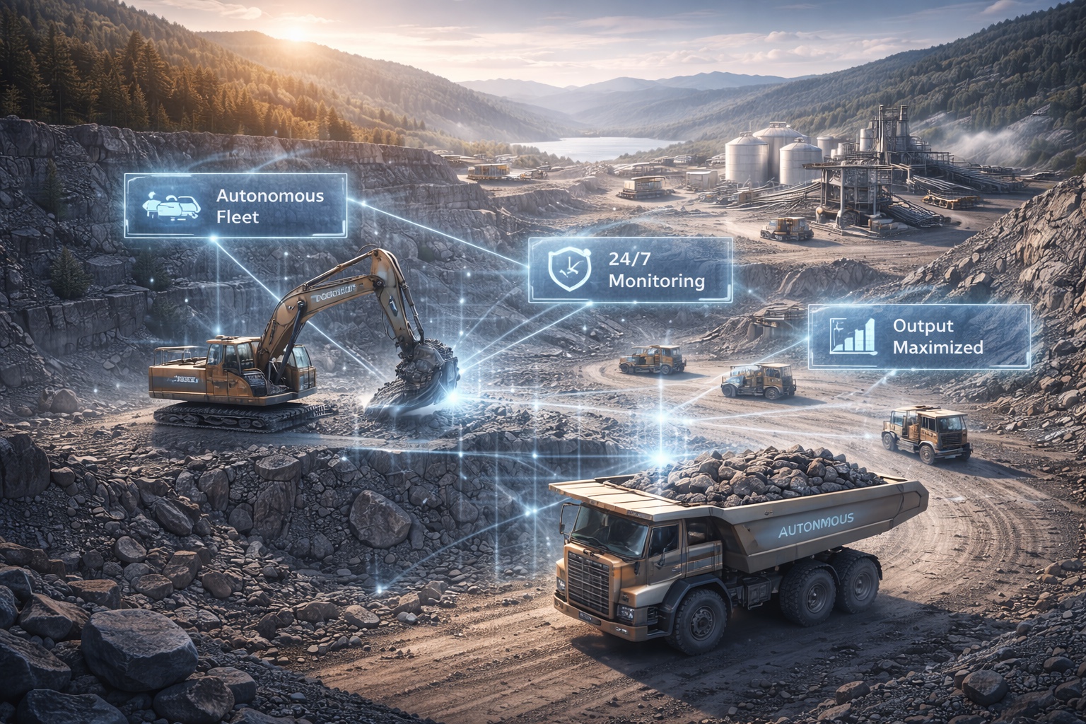 Autonomous mining fleet and heavy equipment coordination