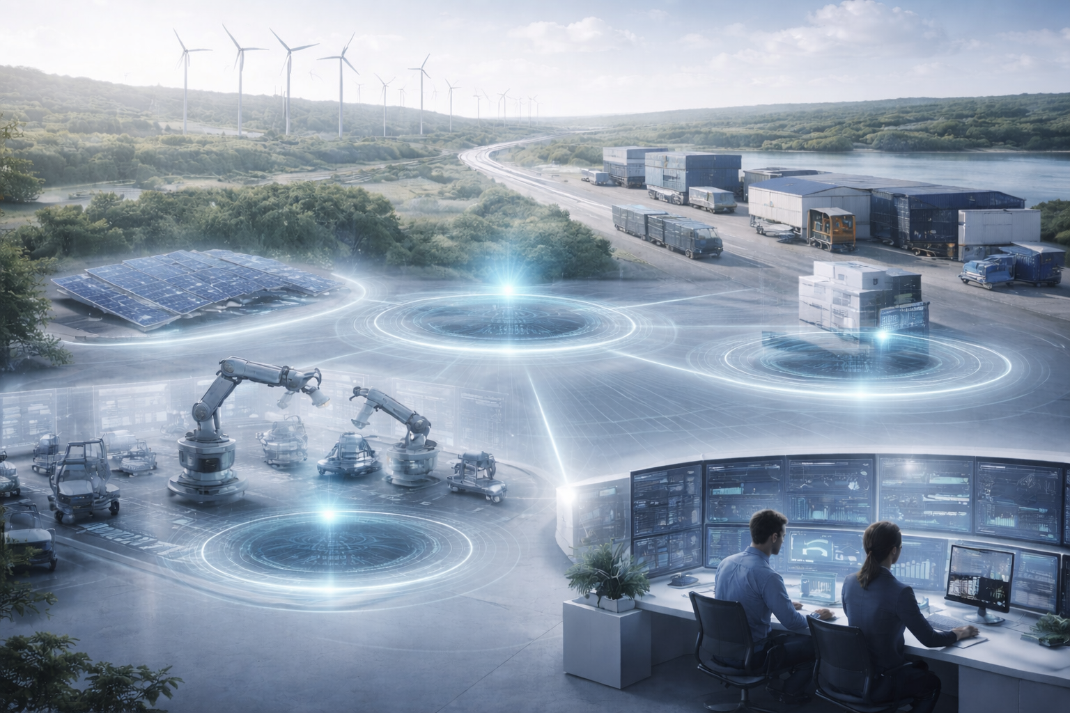 Industrial outcomes showing uptime, productivity, and energy optimization